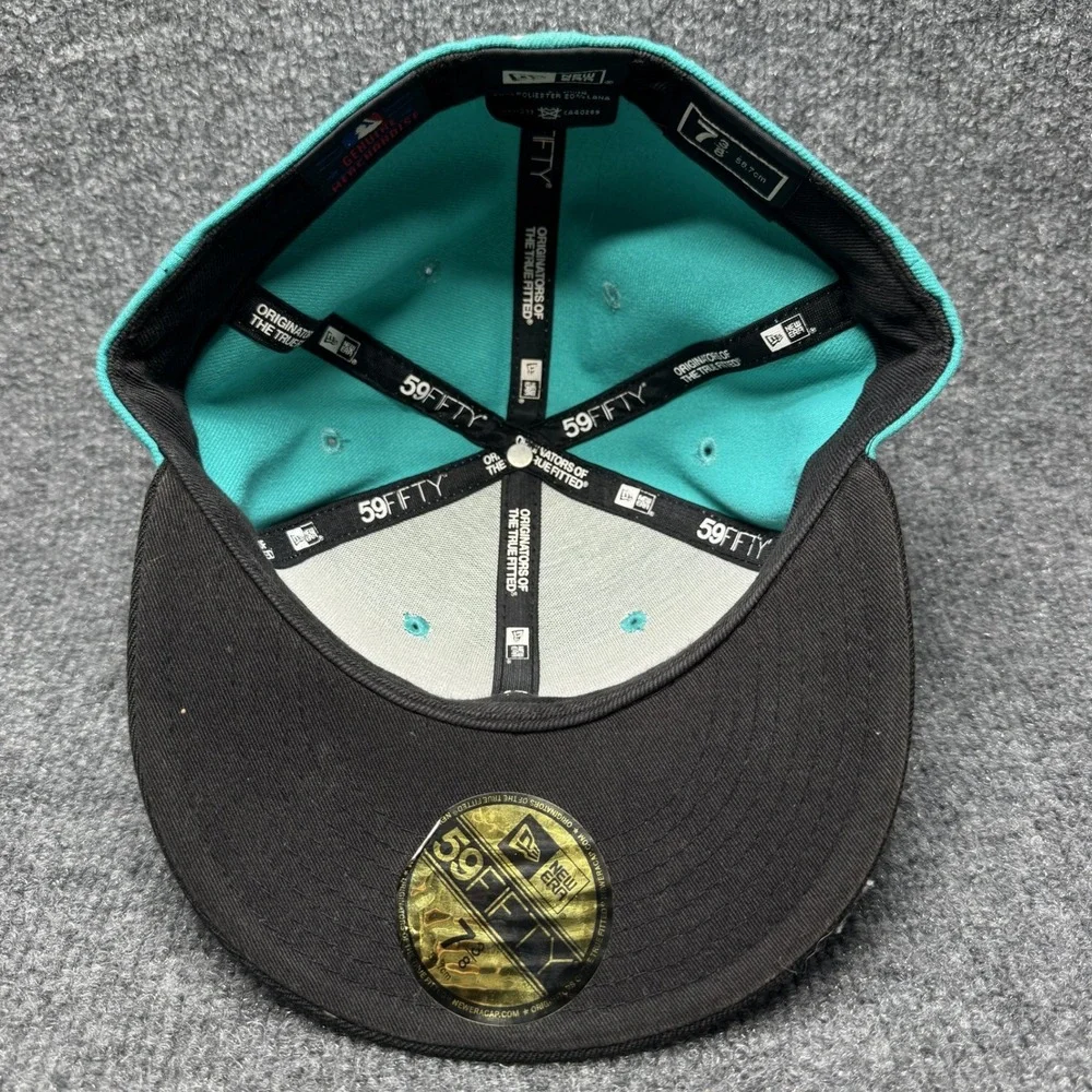Florida Marlins New‎ Era 59FIFTY Fitted Hat Mens 7 3/8 Teal Black MLB Baseball